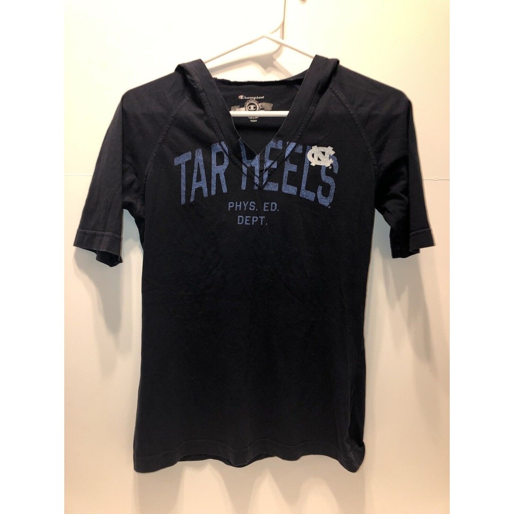 North Carolina NC Tarheels Hoodie Short Sleeve Navy Blue Womens Medium Champion